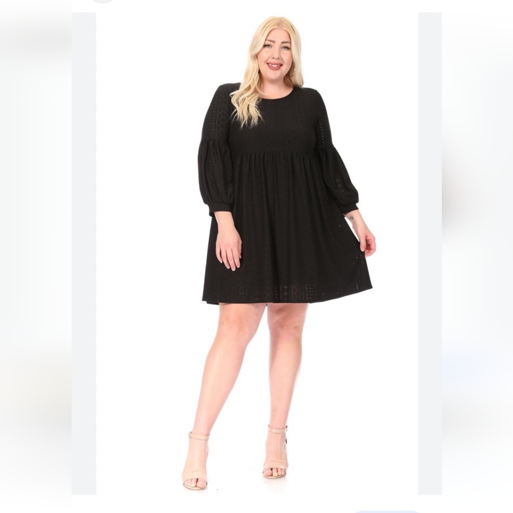 PLUS LANTERN EYELET DRESS Size 1X